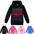Miniatyrbild 2 av 4: Kids ZAMFAM Print Hoodie Pullover Top Jumper Huvtröja black 140cm