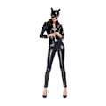Miniatyrbillede 1 af 5: Dame PU læder Catsuit Cosplay Halloween Cat Mask Jumpsuit