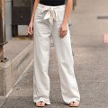 Miniatyrbillede 2 af 9: Hørbukser lige kan plus-size kvinde white XL