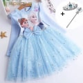 Miniatyrbild 3 av 5: Tjejer Prinsessan Elsa Höstklänningar Långärmade Anna Klänningar Barn Födelsedagsfest Balklänning Blue 4T