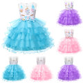 Miniatyrbillede 3 af 4: Kids Unicorn Mesh Nederdel Tutu Nederdel Performance Kjole Tutu Kjole pink 140cm