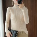 Miniatyrbillede 4 af 5: Kvinder Ticked Autumn Winter Sweater Halv rullekrave Cashmere Glue Fit Løst overtøj Golden camel S