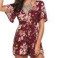 Miniatyrbilde 1 av 5: Playsuits Casual Bohemian Print V-hals Jumpsuits Beach Girls L