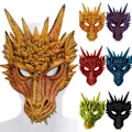 Pikkukuva 1 / 11: Unisex Halloween 3D Dragon Mask Carnival Cosplay Fancy mekko Red