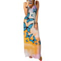 Miniatyrbillede 1 af 3: ammekjole 3 Butterflies Print Elegant lang kjole til fest D XL