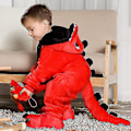 Pikkukuva 1 / 5: Lasten Onesie Flanellipyjamat Sarjakuva eläinhahmon puku hupulla Talven kotiasu Little Red Dinosaur