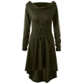 Miniatyrbillede 1 af 4: Hættekjole til kvinder med blonder til Halloween Cosplay-kappe Grå M army green 2XL