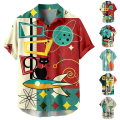 Miniatyrbillede 2 af 3: Retro Button Down skjorter til mænd 50S Rockabilly sommer toppe #3 2XL