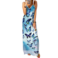 Miniatyrbillede 1 af 3: Damekjole 3D utterflies Print Elegant lang kjole til fest B M