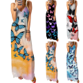 Miniatyrbillede 2 af 3: Damekjole 3D utterflies Print Elegant lang kjole til fest B 3XL