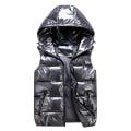Miniatyrbild 1 av 5: Sliktaa Unisex Shiny Waterproof Sleeveless Jacket Lightweight Puffer Vest Grey XL