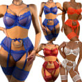 Miniatyrbilde 3 av 4: Sexy blonderundertøy for kvinner BH-strengsett Cosplay Natttøy Sleep Royal blue M