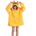 Miniatyrbillede 1 af 2: Oversized sweatshirttæppe til børn med hættetrøje Soft Warm Fleece Bad Rådjur