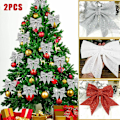 Miniatyrbild 3 av 5: Stora Rosetter Julgransrosetter Ornament Gåva Jul Heminredning silvery 2 pcs