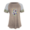 Miniatyrbild 6 av 11: Dam Sommar Blommig T-shirt Toppar Leopard Casual Blus Tee Dark Grey L