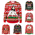 Miniatyrbild 3 av 5: 2024 Rolig 3D-tryckt Tröja Herrar Kvinnor Fula Julkläder Jumper Toppar Semesterfest Pullover Hoodie Sweatshirt C M