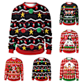 Miniatyrbild 4 av 5: 2024 Rolig 3D-tryckt Tröja Herrar Kvinnor Fula Julkläder Jumper Toppar Semesterfest Pullover Hoodie Sweatshirt C M