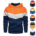 Miniatyrbilde 2 av 5: Herre Fargeblokk Snøring Hettegenser Sport Gym Pullover Hettegenser Topper Red M