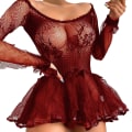 Miniatyrbild 1 av 3: Sexig genomskinlig klänning för dam, bröllopsdejt, underkläder wine red L