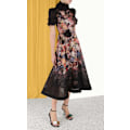 Miniatyrbillede 4 af 5: LUMINOSITY LIFTOFF FLOWER MIDI Dame Kjole Black M