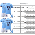 Miniatyrbild 3 av 3: Manchester City hemmafotbollsset Nr 17 De Bruyne Nr 9 Haaland Sportkläder Tröja Shorts Strumpor Uppsättningar #17 24