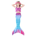 Miniatyrbild 1 av 8: Barn Flickor Mermaid Tail 3ST Set Kostym Baddräkt Badkläder Strandkläder Ålder 2-13 år A 140cm