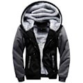 Miniatyrbild 1 av 5: Varm vinterjacka för män med Sherpa-fleece och huva Black & Grey 4XL