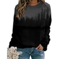 Miniatyrbillede 1 af 5: Plus Size Dame Trykt Løs Hættetrøje Sweatshirt Langærmet Grey L