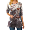 Miniatyrbillede 1 af 4: Jule Kvinder Print Langærmet Løs Pullover Frakke Vinter grey