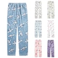 Miniatyrbild 3 av 7: Dam & Flickor Cartoon Cat Print Flanell Jul Anime Mjuka Sovbyxor White M