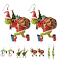 Miniatyrbilde 2 av 4: Jul The Grinch Øredobber Smykker 2D Nyhet Morsom Dinglende Drop Julegave Dame D