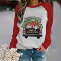 Miniatyrbild 1 av 3: Dam Höst Långärmad God Jul Tryckt Blommig Lös Passform Grey XL