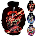 Miniatyrbild 2 av 3: Demon Slayer-hoodies för barn, tecknade pojkar flickor tryckt tröja barn toppar långärmad C 140cm