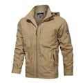 Miniatyrbillede 1 af 2: Herre Mountaineering Hættejakke, Vindtæt Casual Jakke, Udendørs Plus Size Jakke Khaki M