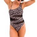 Miniatyrbillede 1 af 5: Dame Strand Heldragt Monokini Badetøj Polstret Bikini Badedragt Svømmedragt Leopard M