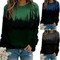 Miniatyrbillede 2 af 5: Plus Size Dame Trykt Løs Hættetrøje Sweatshirt Langærmet Grey XL