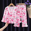 Miniatyrbild 1 av 3: Sanrio Barn Flickor Pojkar T-shirt Byxor 2st/set Barn Vardagskläder Toppar Tröja Kostym Pyjamas B 7-9Years