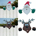 Miniatyrbillede 1 af 5: Julemand Elg Hegn Kigger Jule Udendørs Lejlighed Dekoration Santa Claus