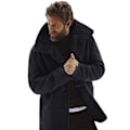 Miniatyrbillede 2 af 3: Herre tyk fleece pelsforet kappe jakke trøje top Black M
