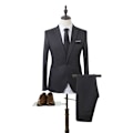 Miniatyrbild 5 av 5: Herr Business Slim Blazer Kostym Kavaj Långbyxor Formell Set Wine Red M