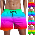 Miniatyrbild 2 av 5: Elastiska badshorts för män, badkläder, strandkläder, gym, fritidsshorts, sommarshorts B L