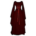 Miniatyrbild 1 av 3: Halloween Dam Medeltida Lång Maxiklänning Häxa Cosplay Kläder Juldräkt Häxklänning Wine red S