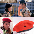 Miniatyrbild 3 av 3: Herrar Armé Militär Soldat Uniform Keps Justerbar Utomhus Red - Wool
