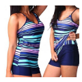 Miniatyrbild 3 av 5: Dam Shorts Bikini Set Baddräkt Badkläder Strand Sommar Set multicolor M