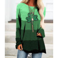 Miniatyrbilde 1 av 2: St. Patrick's Day-trykk fritidsskjorte med lange ermer for kvinner B M