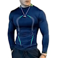 Miniatyrbild 1 av 3: Sommar Tränings T-shirts för Män Sport Gym Andningsbar Långärmad navy L