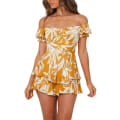 Miniatyrbild 1 av 9: Dam Blommig Off Shoulder Playsuit Romper Shorts Volang Jumpsuit Khaki S