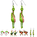 Miniatyrbilde 3 av 4: Jul The Grinch Øredobber Smykker 2D Nyhet Morsom Dinglende Drop Julegave Dame D
