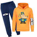 Miniatyrbild 1 av 6: Barnens Världsbokdag HUNDMANN Ledig Hoodie Träningsdräkt Set Hooded Topp Byxor Kostym Orange 160cm