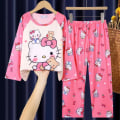 Miniatyrbild 1 av 3: Barn Flickor Sanrio Pyjamas Långärmad T-shirt Byxor Set Vinter Nattkläder Ålder 4-12 År #3 5-7Years